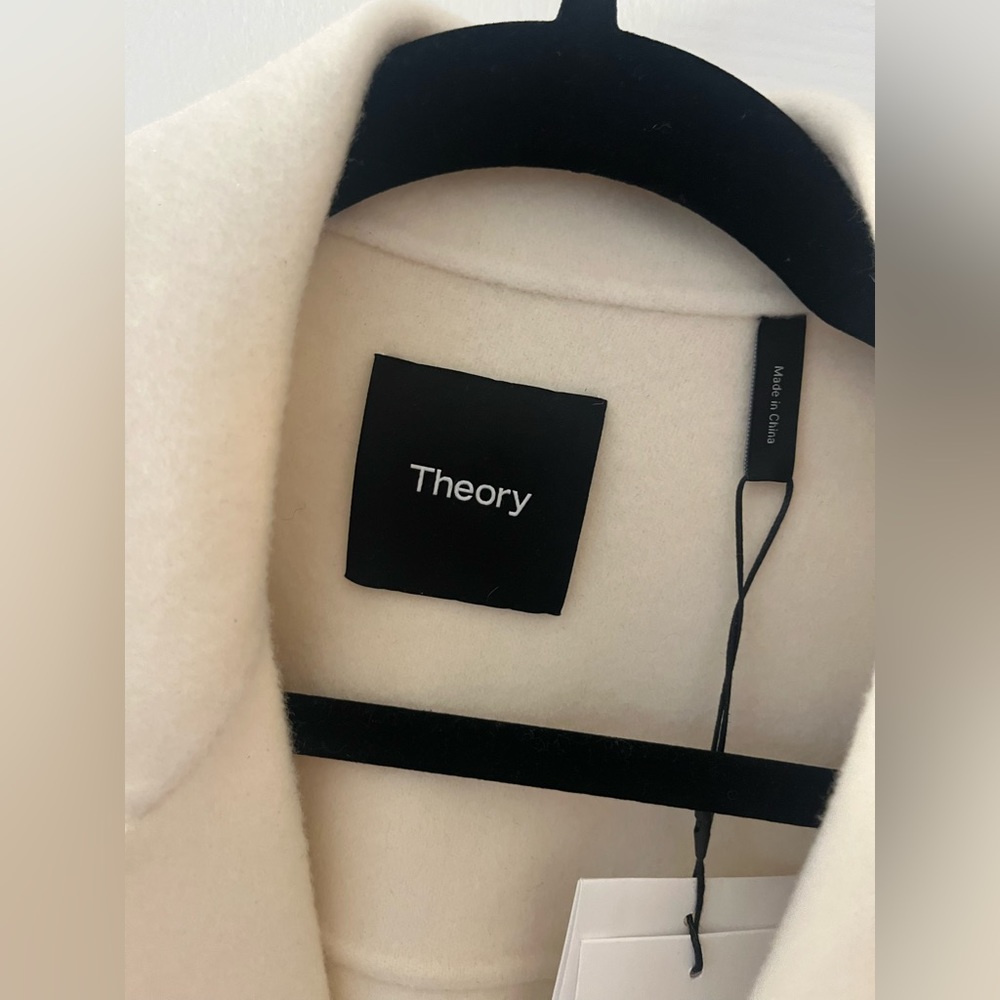 Theory NWT Oversized Moto Jacket in Double-Face Wool-Cashmere Cream 0 - Picture 7 of 11